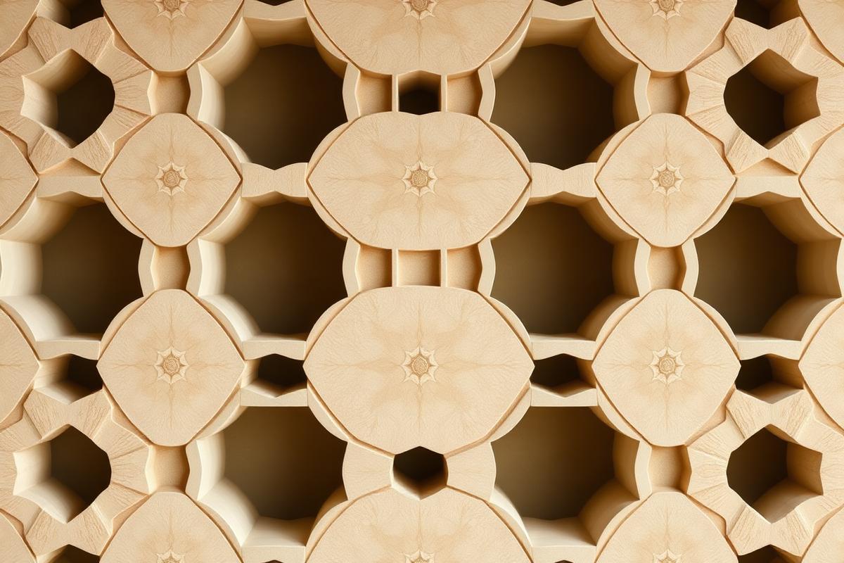 Architectural honeycomb pattern with organic geometry